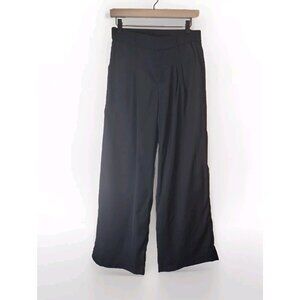 Womens Trousers 30 High Rise Wide Leg Black Unbranded